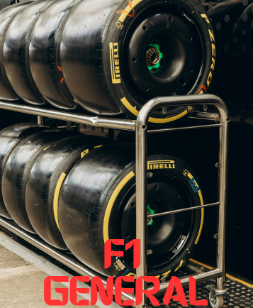 F1 General text with some Formula One tyres in the background.