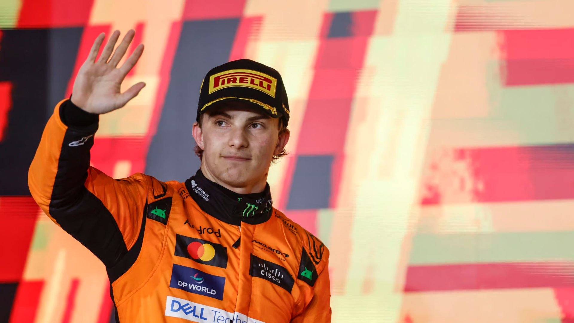McLaren F1 driver Oscar Piastri celebrating his win at the 2025 Saudi Arabian Grand Prix.