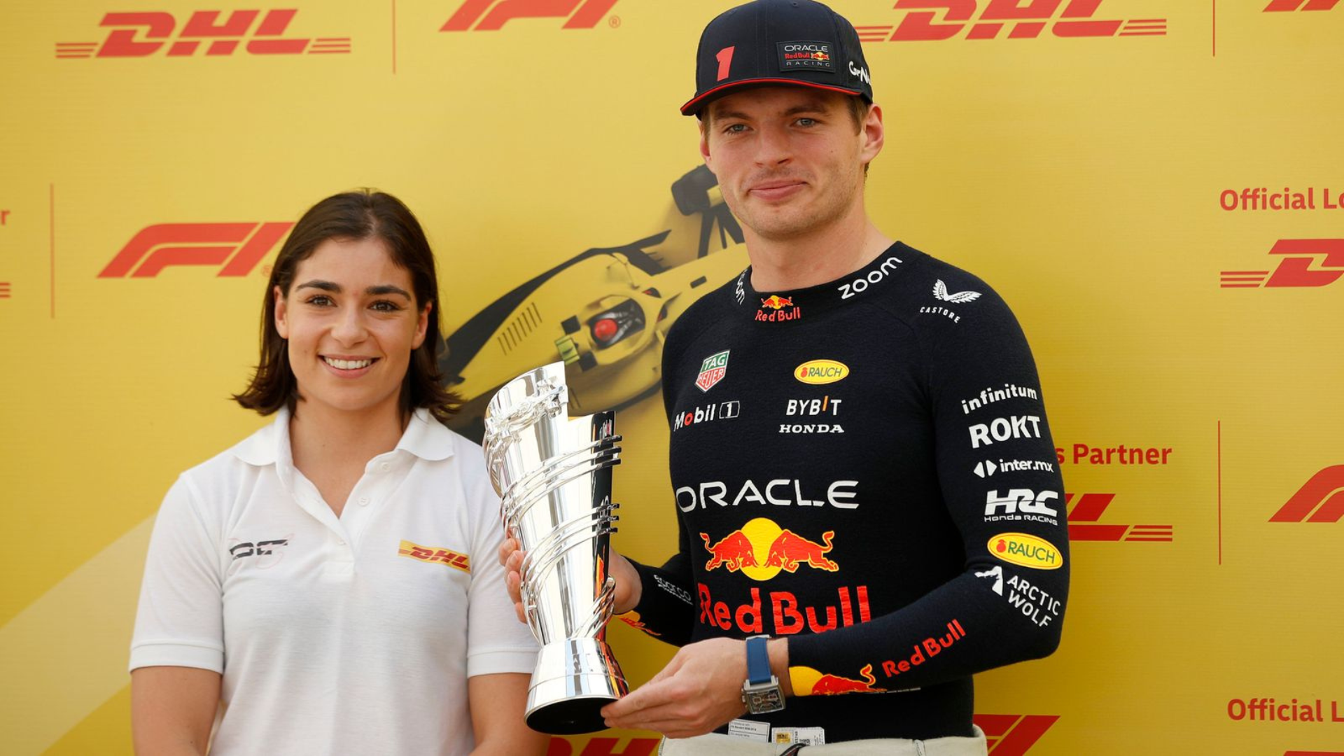 Max Verstappen winning the DHL faster lap award in 2023 back when you could get an extra point with the F1 points system.