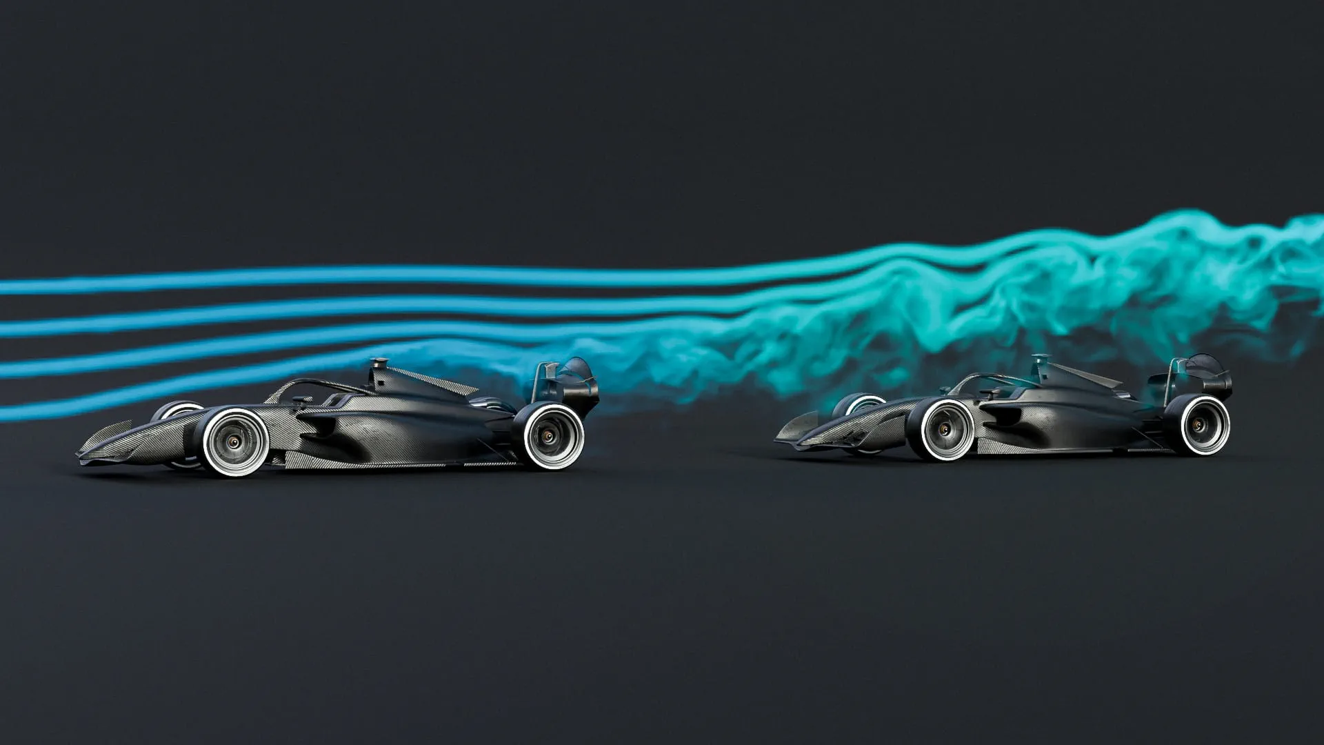 F1 dirty air effect as shown by the image using Aston Martin Formula 1 cars.