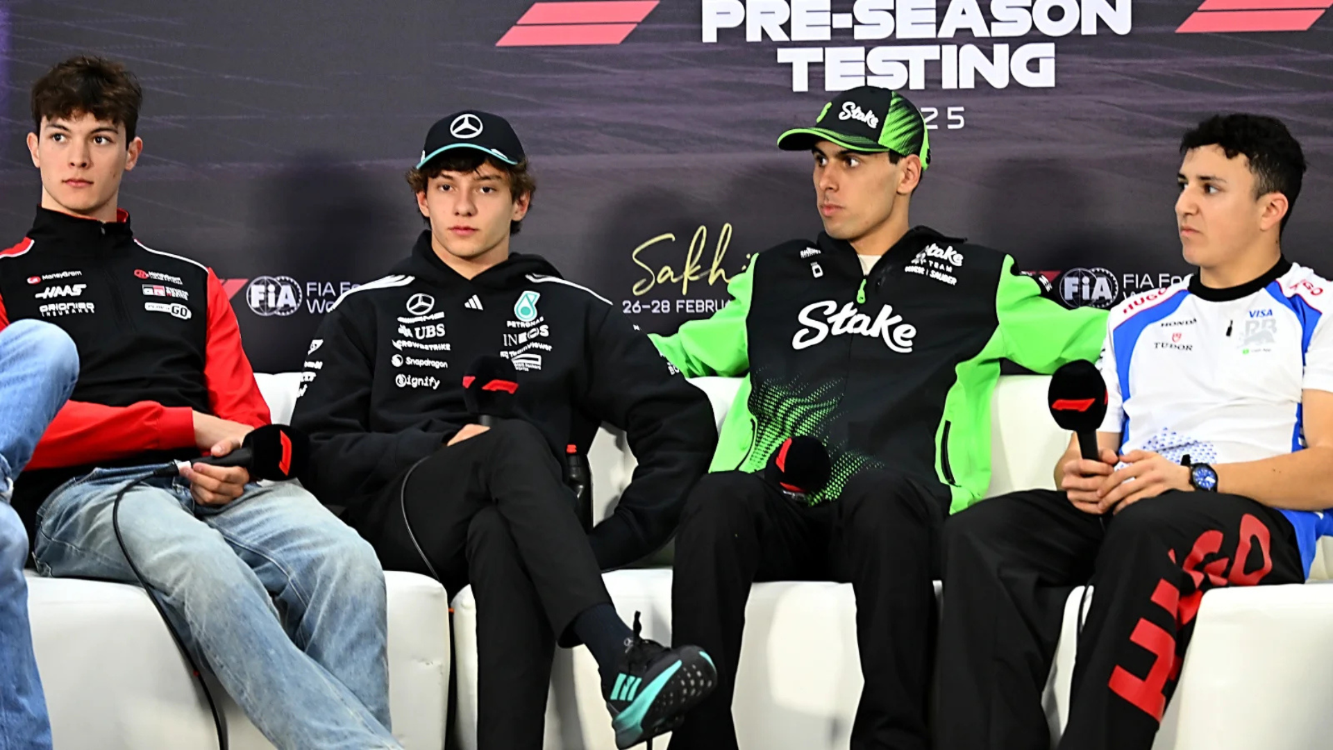 2025 F1 Rookies still actively driving on the grid: Bearman, Antonelli, Bortoleto and Hadjar.