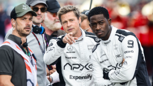 Brad Pitt filming F1: The Movie during a Formula 1 race weekend