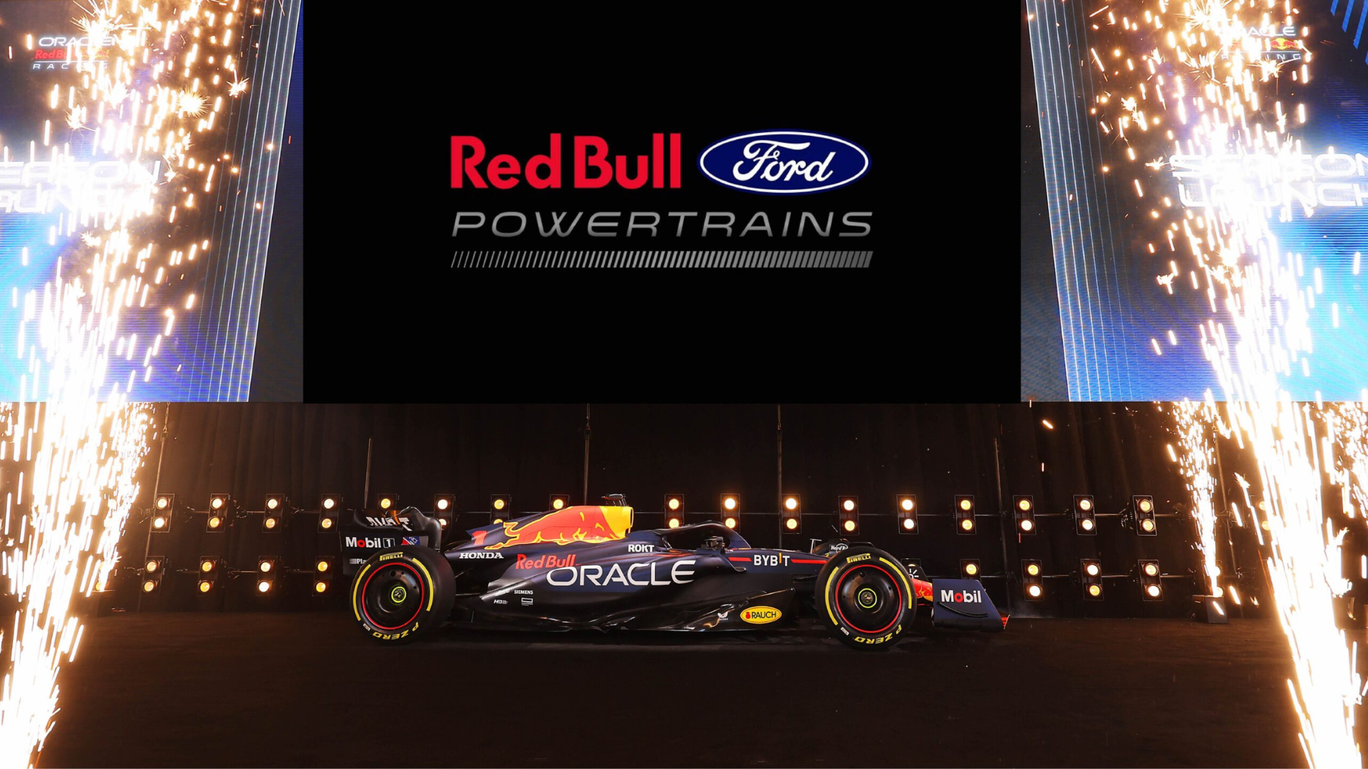 Red Bull Formula 1 car featuring Ford and Red Bull Powertrains branding ahead of the 2026 season